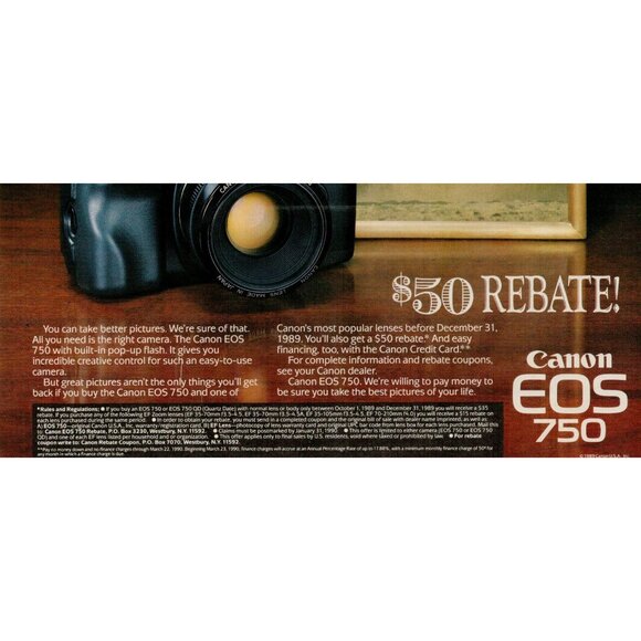 1989 Canon EOS 750 Camera Vintage Print Ad (L11) - Picture 3 of 3